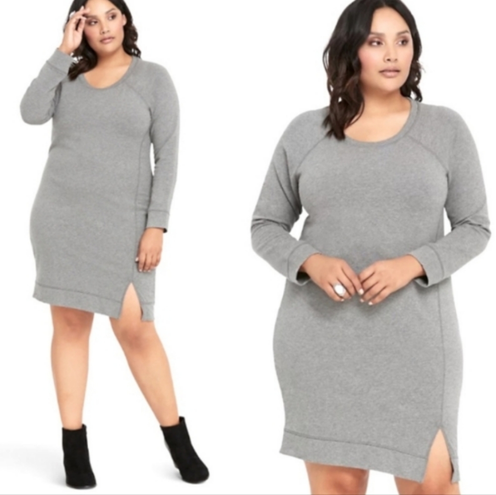 Torrid Gray French Terry Long Sleeve Active Dress Women's Plus Size 2X NWOT